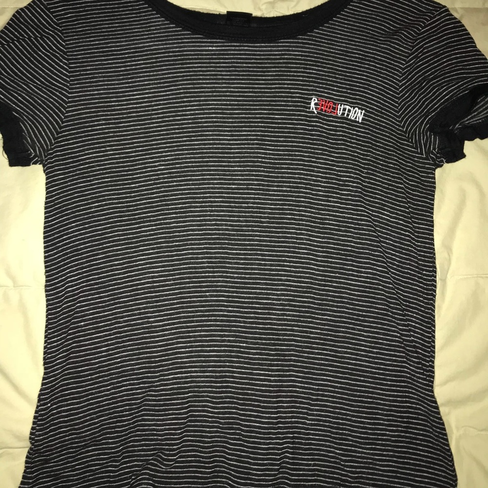 graphic knit striped rEVOLution crop top